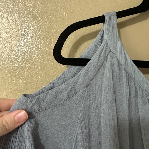 Knox Rose Blue Dress Long Sleeve Cut Out Shoulders Embroidered Stitching - Picture 6 of 9